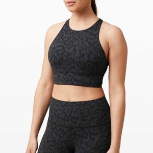 Lululemon energy bra high neck long line tough cheetah 12